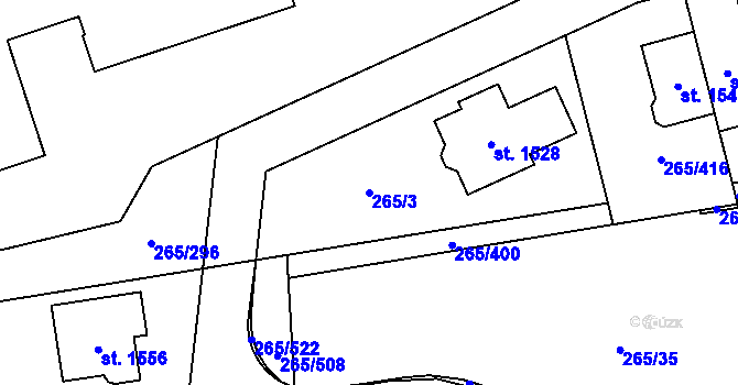 Parcela st. 265/3 v KÚ Neředín, Katastrální mapa