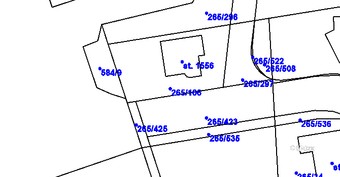 Parcela st. 265/106 v KÚ Neředín, Katastrální mapa