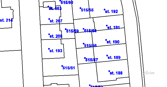 Parcela st. 515/56 v KÚ Neředín, Katastrální mapa