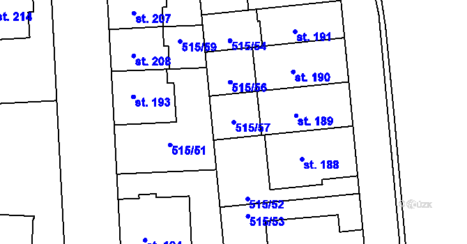 Parcela st. 515/57 v KÚ Neředín, Katastrální mapa
