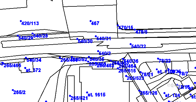 Parcela st. 540/2 v KÚ Neředín, Katastrální mapa