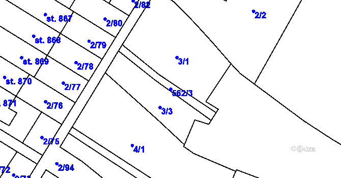 Parcela st. 562/3 v KÚ Neředín, Katastrální mapa