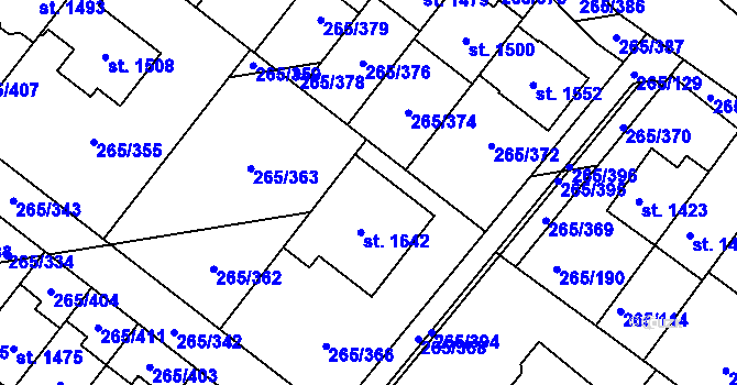 Parcela st. 265/364 v KÚ Neředín, Katastrální mapa