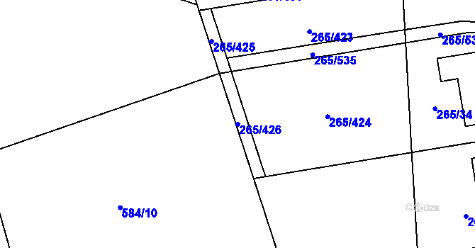 Parcela st. 265/426 v KÚ Neředín, Katastrální mapa