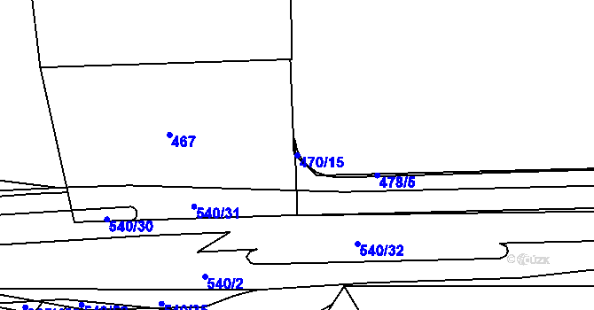 Parcela st. 470/15 v KÚ Neředín, Katastrální mapa