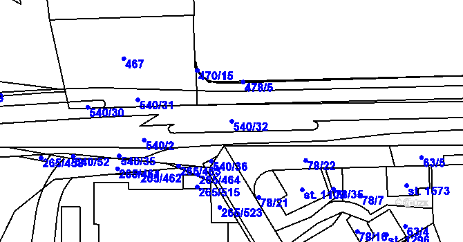 Parcela st. 540/32 v KÚ Neředín, Katastrální mapa