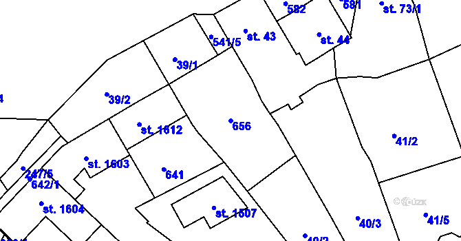 Parcela st. 656 v KÚ Neředín, Katastrální mapa