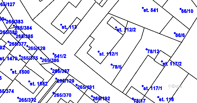 Parcela st. 112/1 v KÚ Neředín, Katastrální mapa