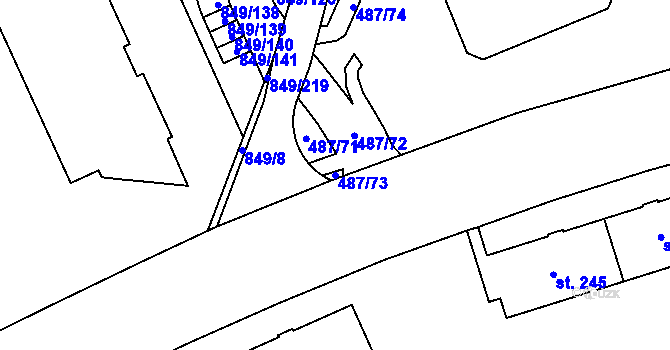 Parcela st. 487/73 v KÚ Neředín, Katastrální mapa