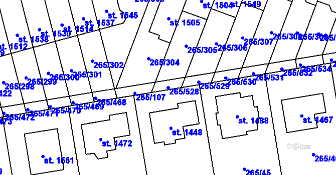 Parcela st. 265/528 v KÚ Neředín, Katastrální mapa