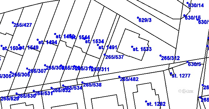 Parcela st. 265/537 v KÚ Neředín, Katastrální mapa