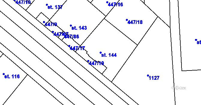 Parcela st. 144 v KÚ Nová Ulice, Katastrální mapa