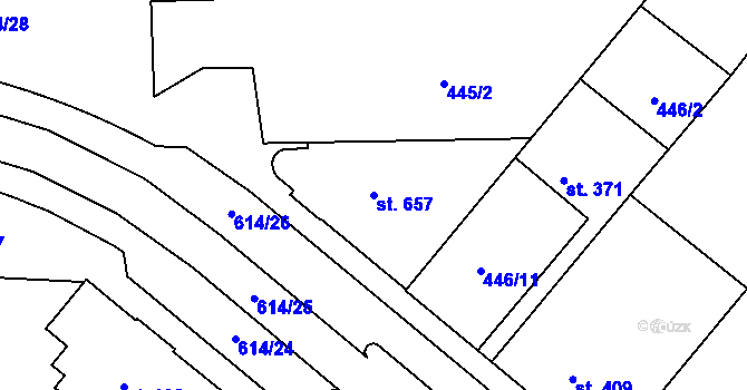 Parcela st. 657 v KÚ Nová Ulice, Katastrální mapa
