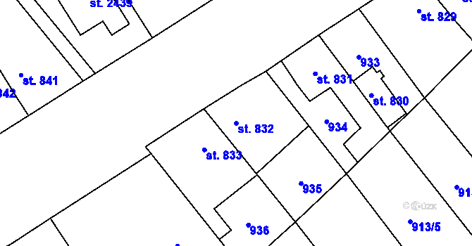 Parcela st. 832 v KÚ Nová Ulice, Katastrální mapa