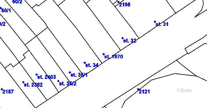 Parcela st. 1970 v KÚ Nová Ulice, Katastrální mapa