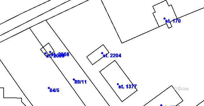 Parcela st. 2204 v KÚ Nová Ulice, Katastrální mapa