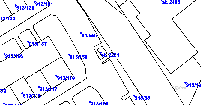 Parcela st. 2221 v KÚ Nová Ulice, Katastrální mapa