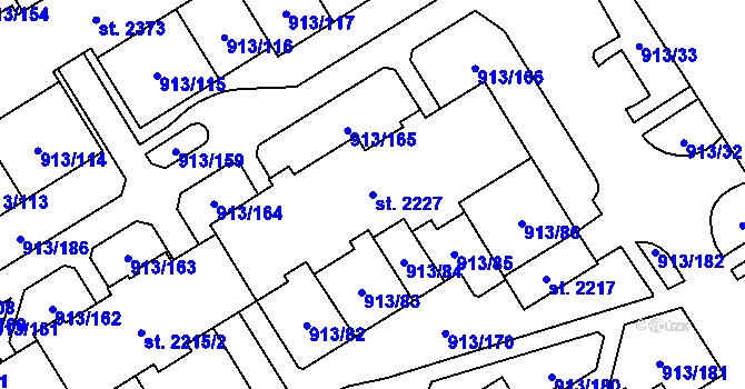 Parcela st. 2227 v KÚ Nová Ulice, Katastrální mapa