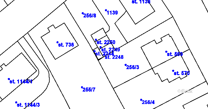 Parcela st. 2248 v KÚ Nová Ulice, Katastrální mapa