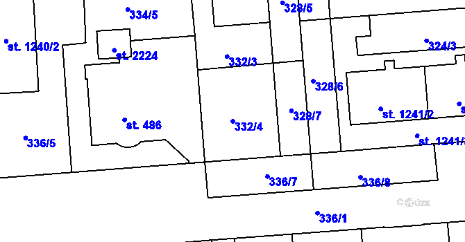 Parcela st. 332/4 v KÚ Nová Ulice, Katastrální mapa
