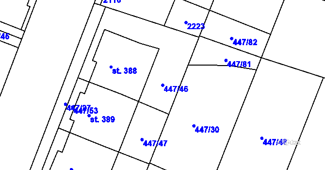 Parcela st. 447/46 v KÚ Nová Ulice, Katastrální mapa
