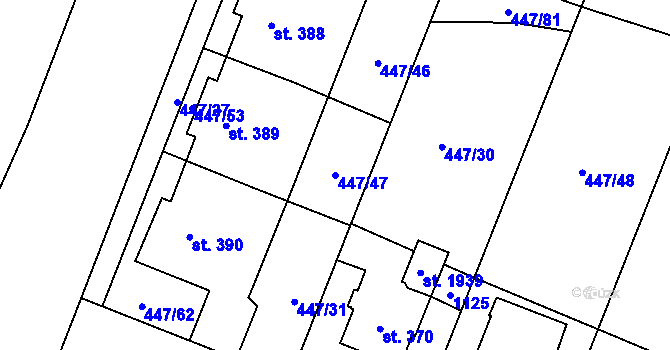 Parcela st. 447/47 v KÚ Nová Ulice, Katastrální mapa