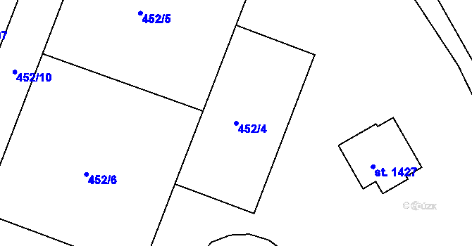 Parcela st. 452/4 v KÚ Nová Ulice, Katastrální mapa