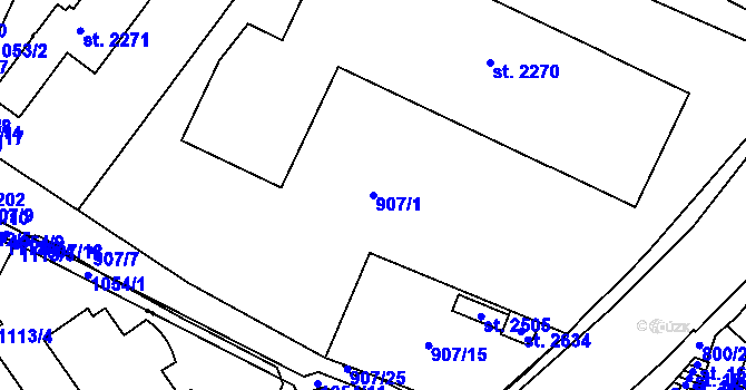 Parcela st. 907/1 v KÚ Nová Ulice, Katastrální mapa