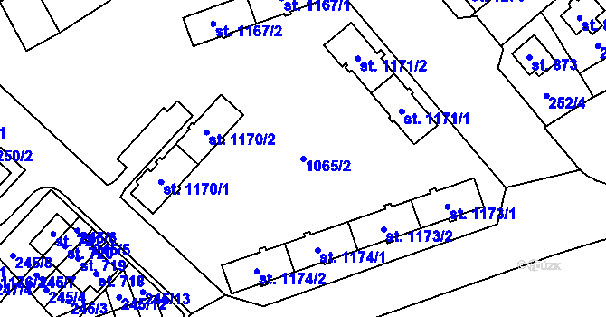 Parcela st. 1065/2 v KÚ Nová Ulice, Katastrální mapa