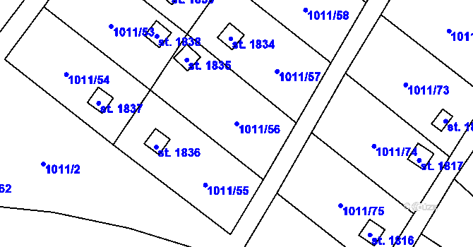 Parcela st. 1011/56 v KÚ Nová Ulice, Katastrální mapa
