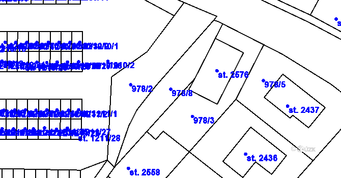 Parcela st. 978/8 v KÚ Nová Ulice, Katastrální mapa