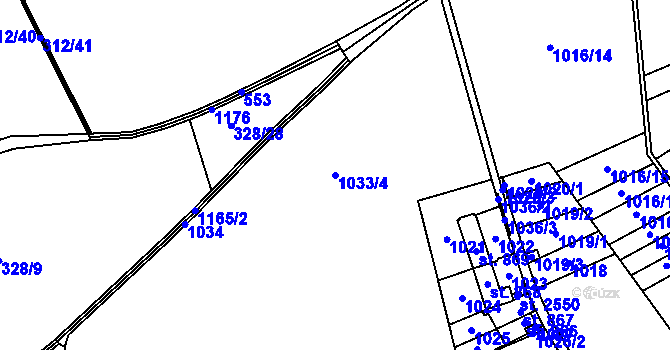 Parcela st. 1033/4 v KÚ Nová Ulice, Katastrální mapa