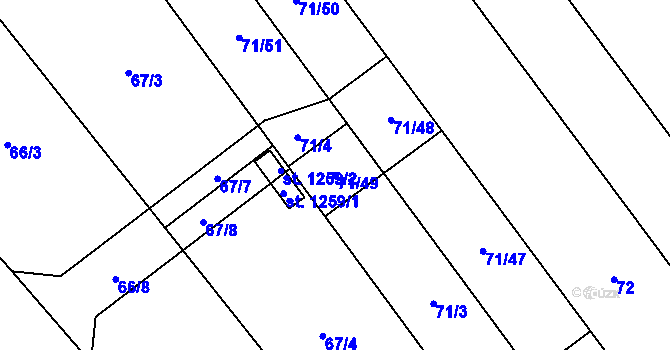 Parcela st. 71/49 v KÚ Nová Ulice, Katastrální mapa