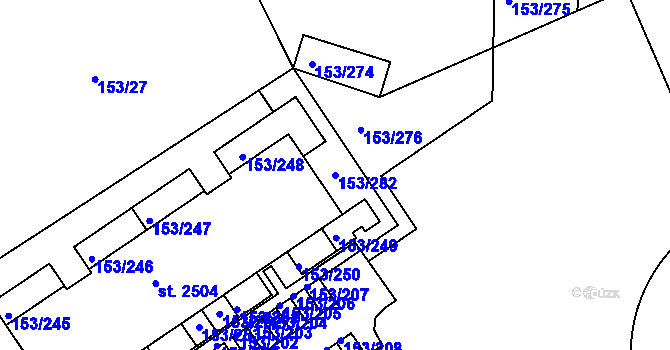 Parcela st. 153/282 v KÚ Nová Ulice, Katastrální mapa