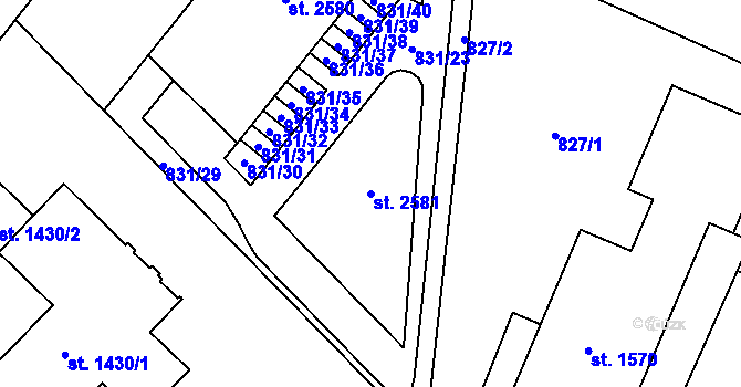 Parcela st. 2581 v KÚ Nová Ulice, Katastrální mapa