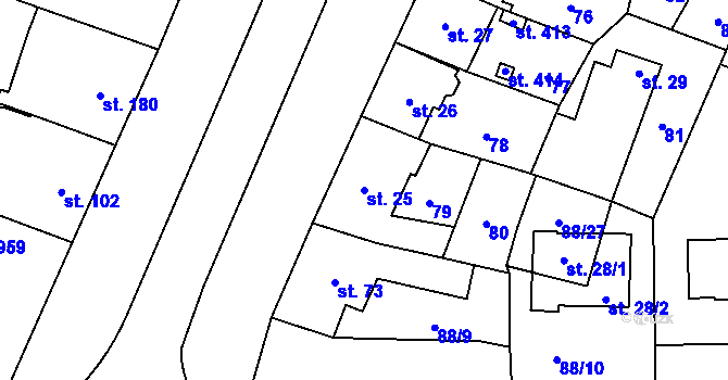 Parcela st. 25 v KÚ Povel, Katastrální mapa
