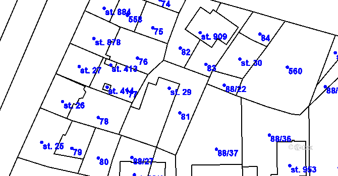 Parcela st. 29 v KÚ Povel, Katastrální mapa