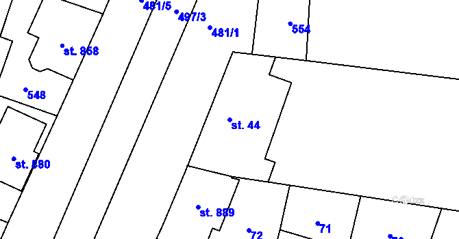 Parcela st. 44 v KÚ Povel, Katastrální mapa