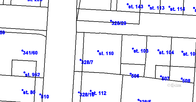 Parcela st. 110 v KÚ Povel, Katastrální mapa