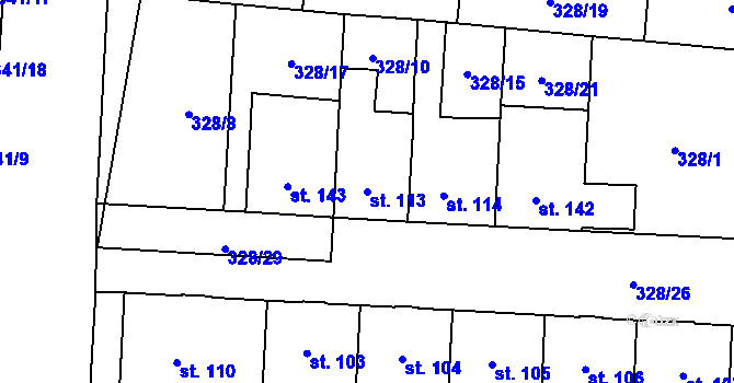 Parcela st. 113 v KÚ Povel, Katastrální mapa