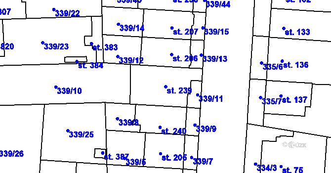 Parcela st. 239 v KÚ Povel, Katastrální mapa