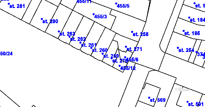 Parcela st. 259 v KÚ Povel, Katastrální mapa