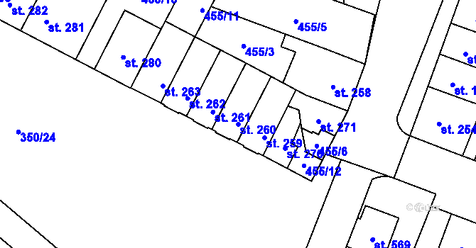 Parcela st. 260 v KÚ Povel, Katastrální mapa