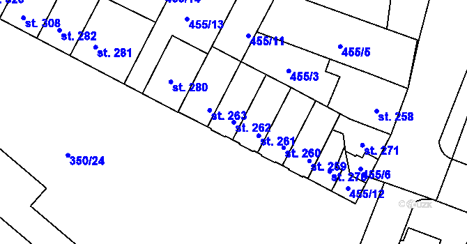 Parcela st. 262 v KÚ Povel, Katastrální mapa