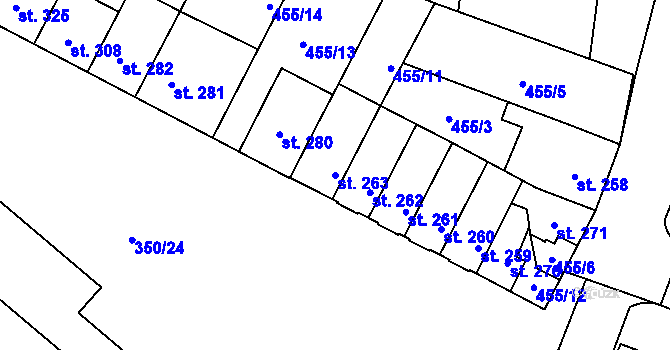 Parcela st. 263 v KÚ Povel, Katastrální mapa