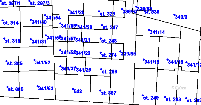Parcela st. 274 v KÚ Povel, Katastrální mapa