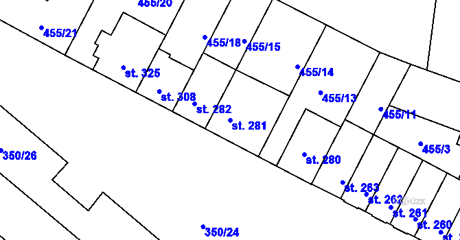 Parcela st. 281 v KÚ Povel, Katastrální mapa