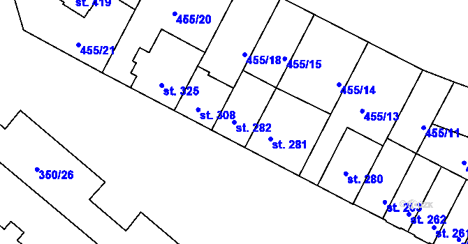 Parcela st. 282 v KÚ Povel, Katastrální mapa