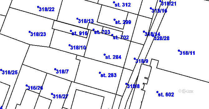 Parcela st. 284 v KÚ Povel, Katastrální mapa