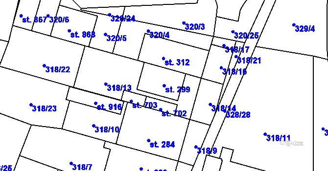 Parcela st. 299 v KÚ Povel, Katastrální mapa